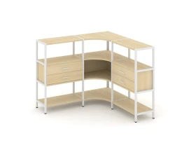 Трехсекционный угловой стеллаж трехярусный с ящиками 1590х1590х1246 Шелф Систем / Shelf System images