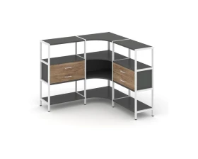 Трехсекционный угловой стеллаж трехярусный с ящиками 1590х1590х1246 Шелф Систем / Shelf System images