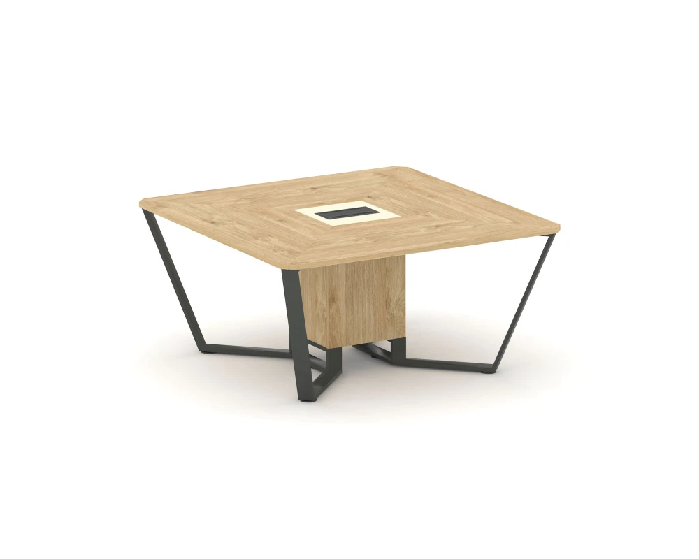 Стол переговорный квадратный ЛДСП/краш. металл/МДФ 1600x1600x750 Стил Мит / Steel Meet