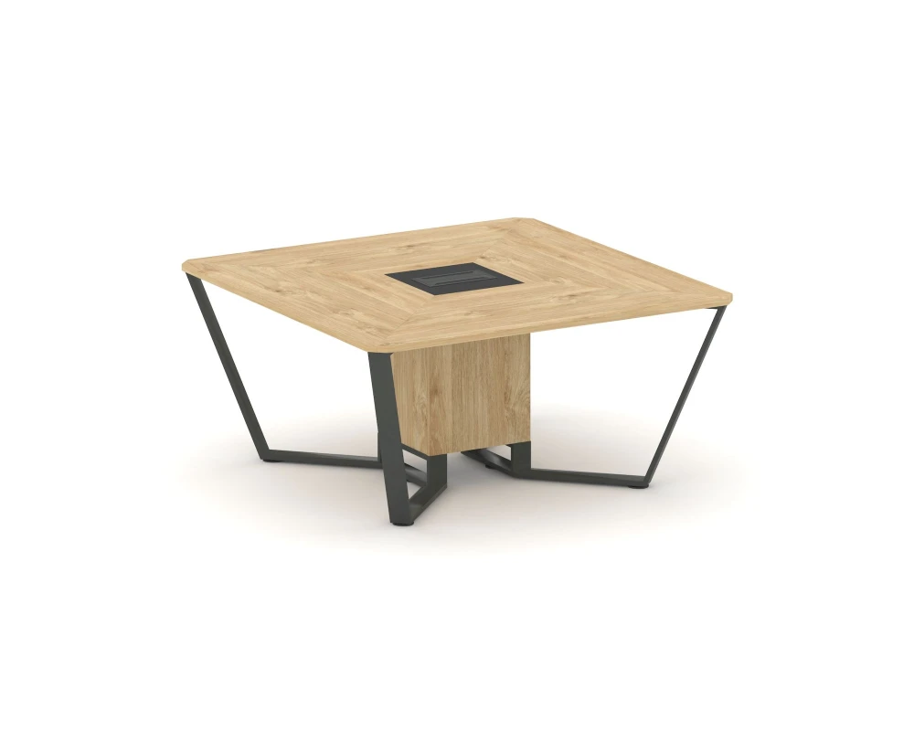 Стол переговорный квадратный ЛДСП/краш. металл/МДФ 1600x1600x750 Стил Мит / Steel Meet