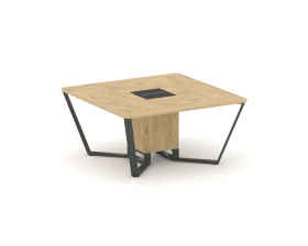 Стол переговорный квадратный ЛДСП/краш. металл/МДФ 1600x1600x750 Стил Мит / Steel Meet images