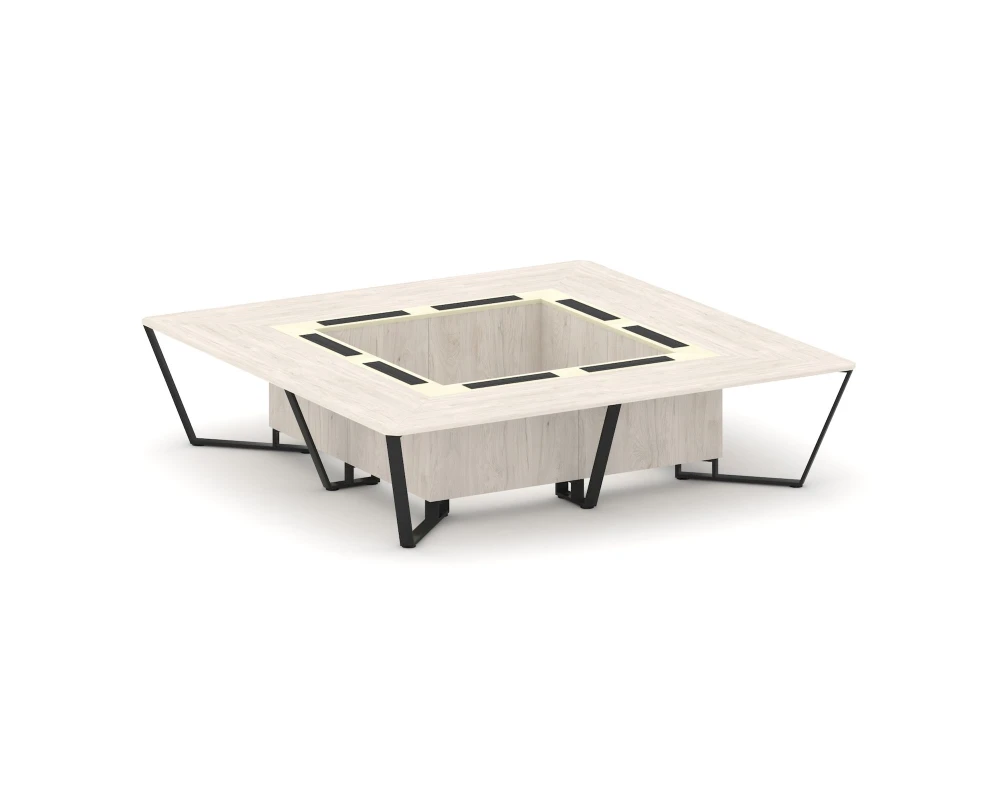 Стол переговорный квадратный ЛДСП/краш. металл/МДФ 3200x3200x750 Стил Мит / Steel Meet