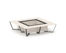 Стол переговорный квадратный ЛДСП/краш. металл/МДФ 3200x3200x750 Стил Мит / Steel Meet images