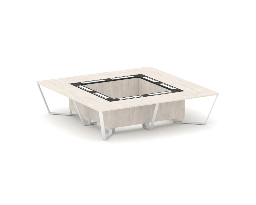 Стол переговорный квадратный ЛДСП/краш. металл/МДФ 3200x3200x750 Стил Мит / Steel Meet