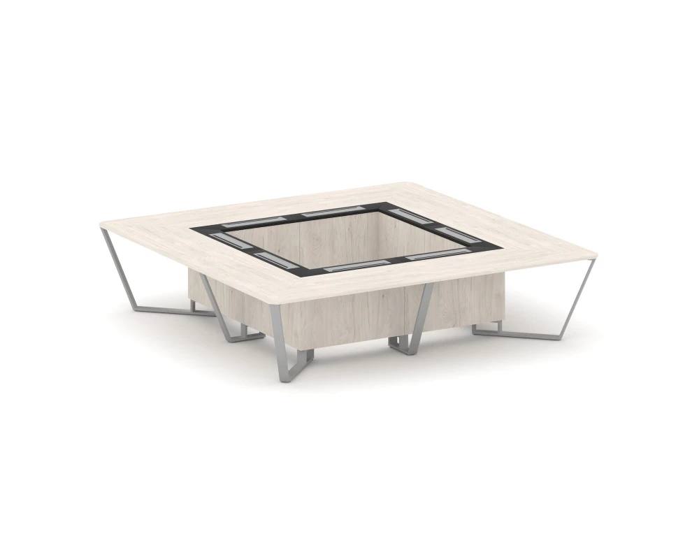 Стол переговорный квадратный ЛДСП/краш. металл/МДФ 3200x3200x750 Стил Мит / Steel Meet