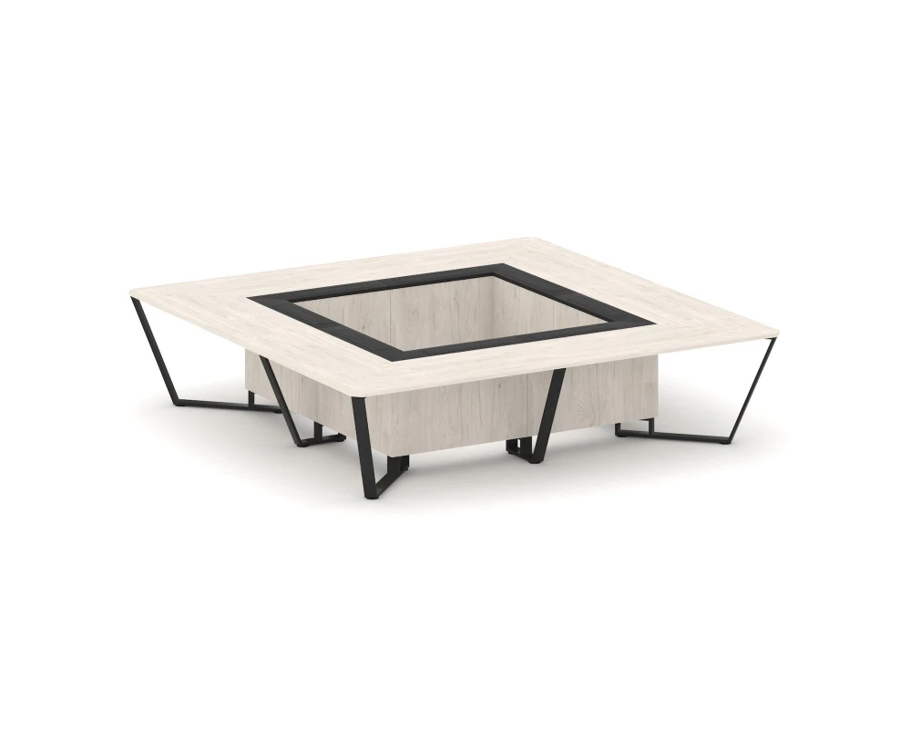 Стол переговорный квадратный ЛДСП/краш. металл/МДФ 3200x3200x750 Стил Мит / Steel Meet