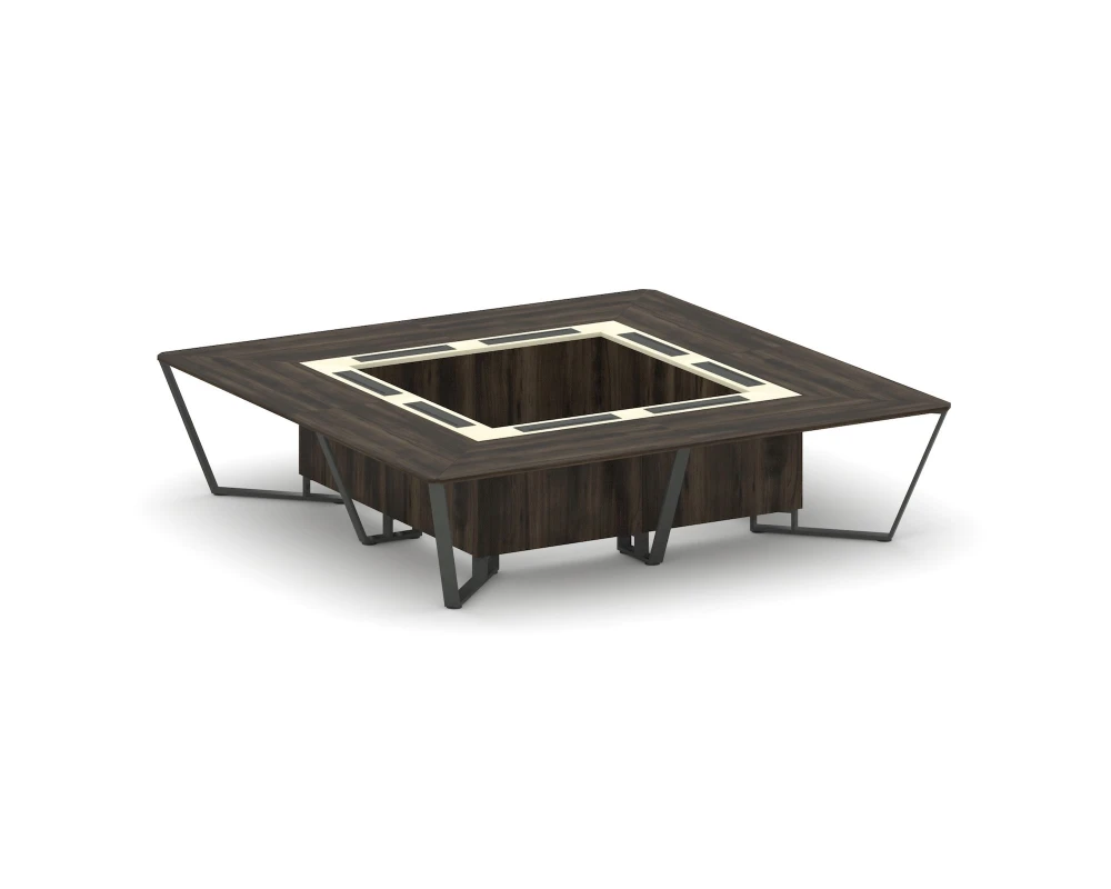 Стол переговорный квадратный ЛДСП/краш. металл/МДФ 3200x3200x750 Стил Мит / Steel Meet