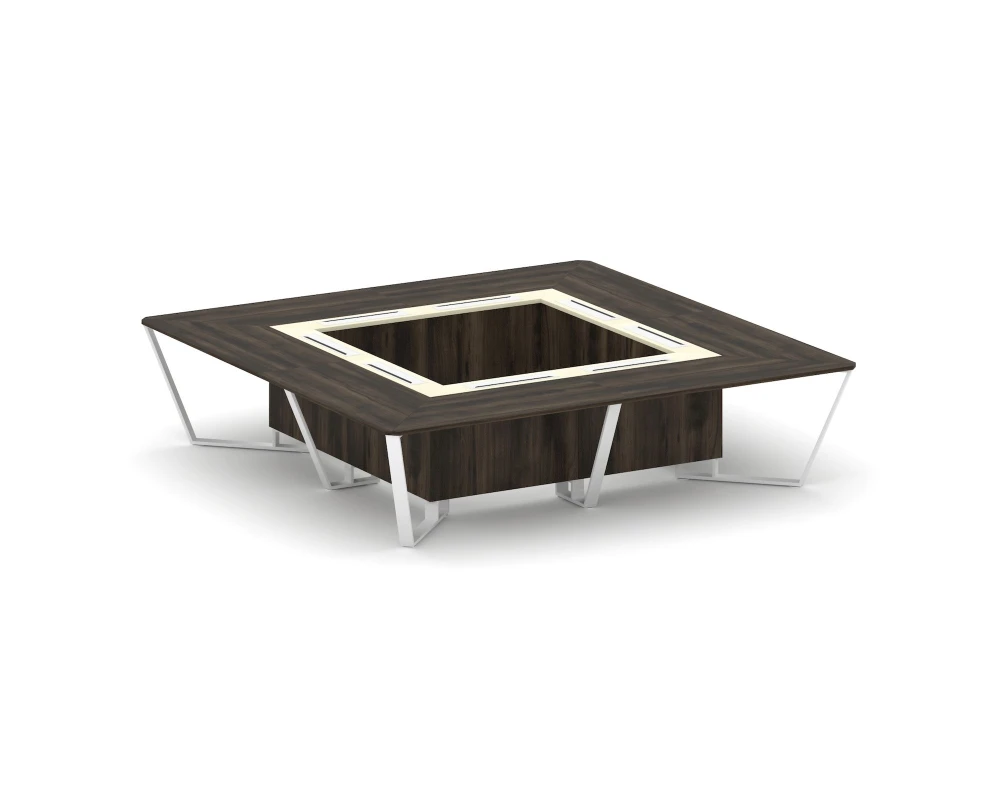 Стол переговорный квадратный ЛДСП/краш. металл/МДФ 3200x3200x750 Стил Мит / Steel Meet