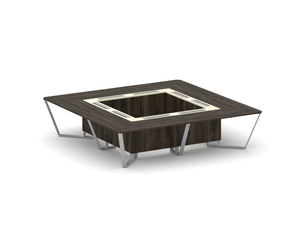 Стол переговорный квадратный ЛДСП/краш. металл/МДФ 3200x3200x750 Стил Мит / Steel Meet