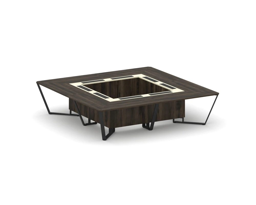 Стол переговорный квадратный ЛДСП/краш. металл/МДФ 3200x3200x750 Стил Мит / Steel Meet