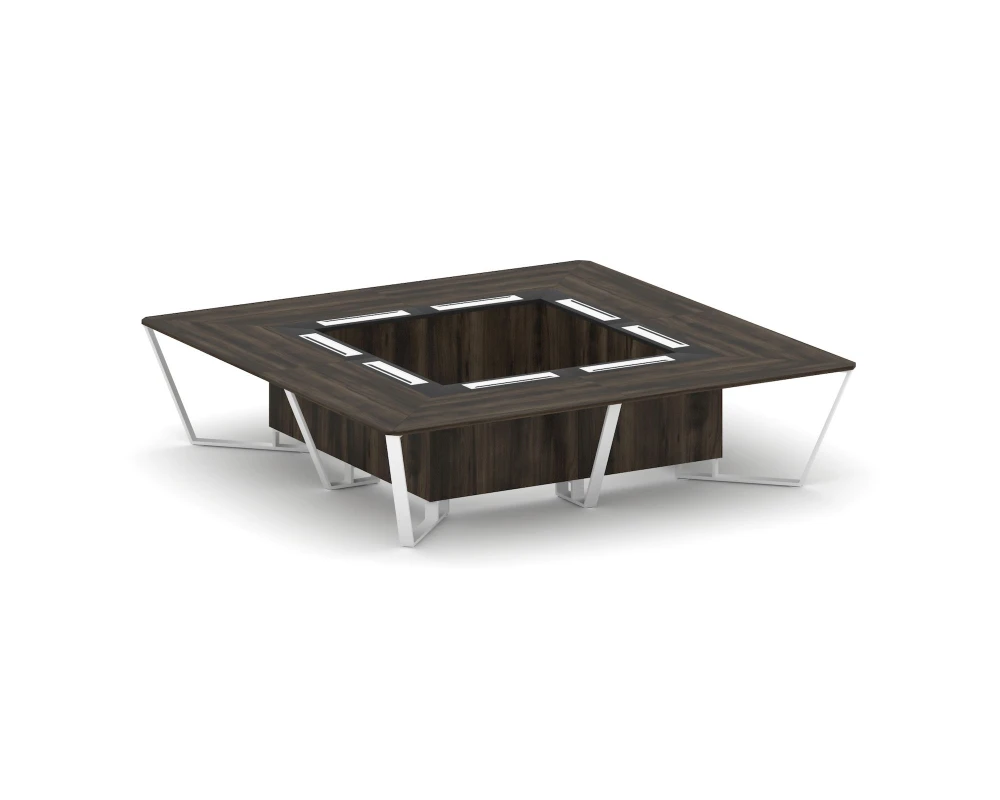 Стол переговорный квадратный ЛДСП/краш. металл/МДФ 3200x3200x750 Стил Мит / Steel Meet