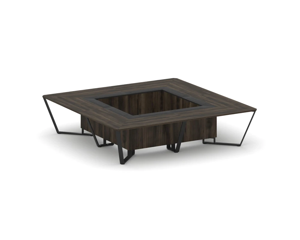 Стол переговорный квадратный ЛДСП/краш. металл/МДФ 3200x3200x750 Стил Мит / Steel Meet