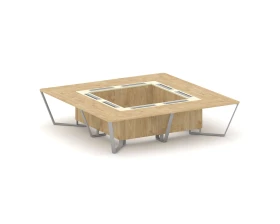 Стол переговорный квадратный ЛДСП/краш. металл/МДФ 3200x3200x750 Стил Мит / Steel Meet images