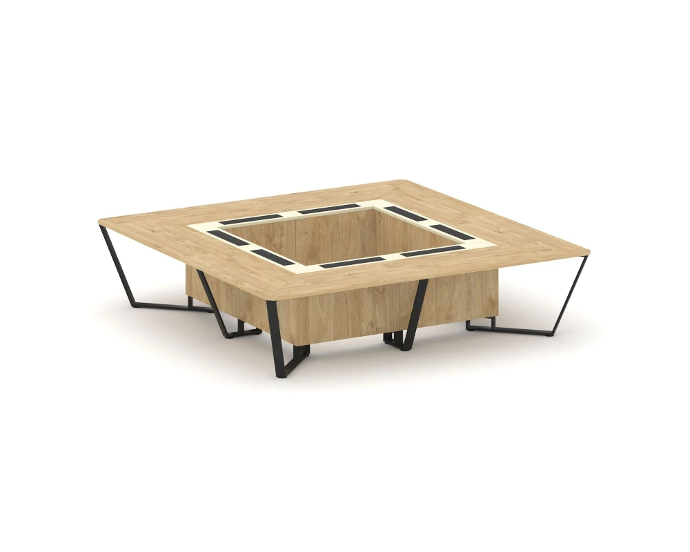 Стол переговорный квадратный ЛДСП/краш. металл/МДФ 3200x3200x750 Стил Мит / Steel Meet