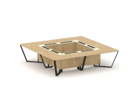 Стол переговорный квадратный ЛДСП/краш. металл/МДФ 3200x3200x750 Стил Мит / Steel Meet images