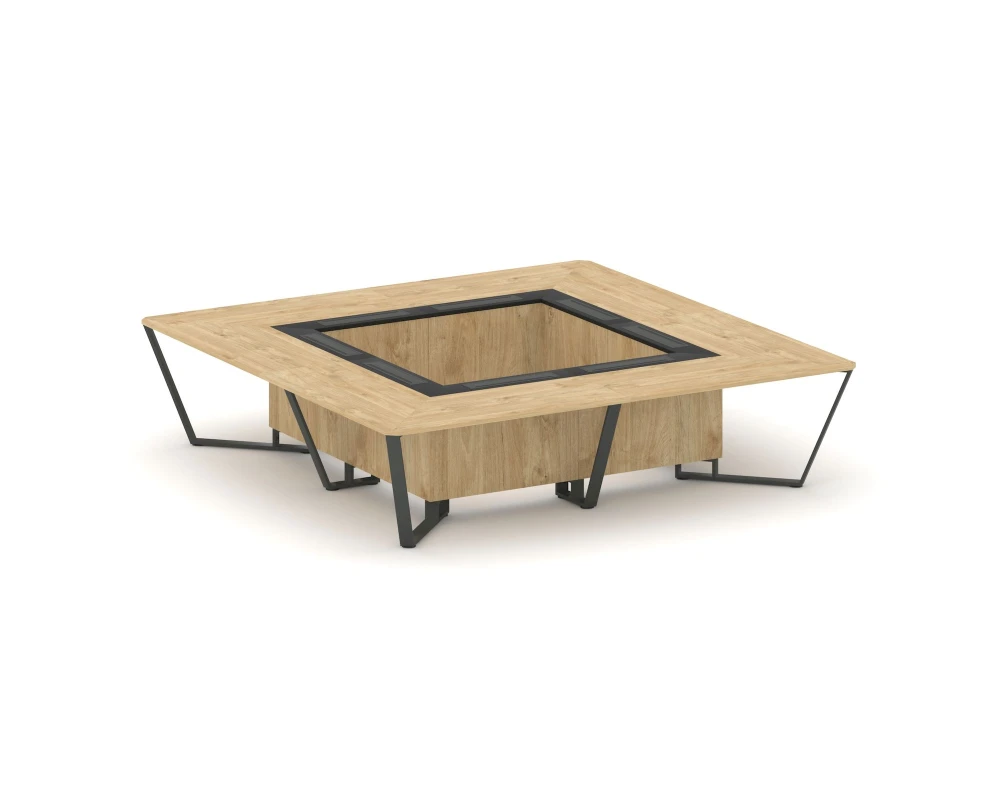 Стол переговорный квадратный ЛДСП/краш. металл/МДФ 3200x3200x750 Стил Мит / Steel Meet