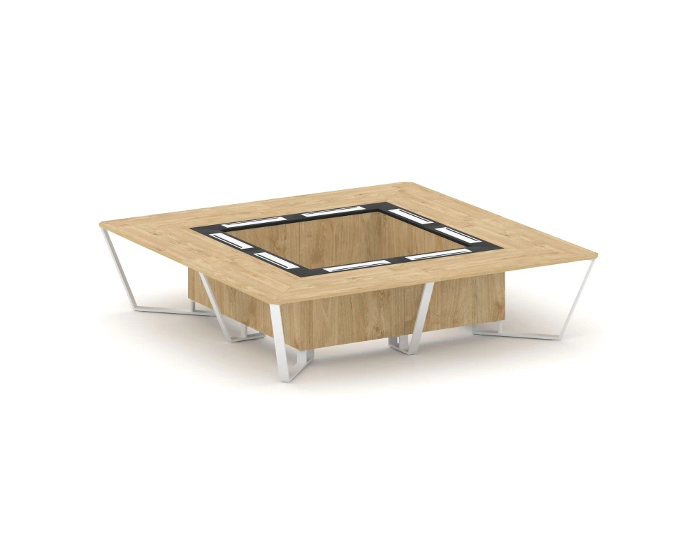 Стол переговорный квадратный ЛДСП/краш. металл/МДФ 3200x3200x750 Стил Мит / Steel Meet