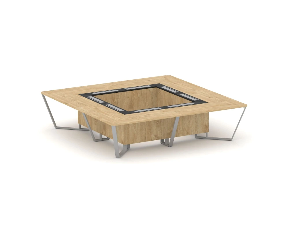 Стол переговорный квадратный ЛДСП/краш. металл/МДФ 3200x3200x750 Стил Мит / Steel Meet