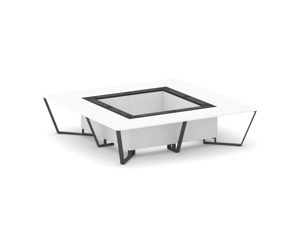 Стол переговорный квадратный ЛДСП/краш. металл/МДФ 3200x3200x750 Стил Мит / Steel Meet