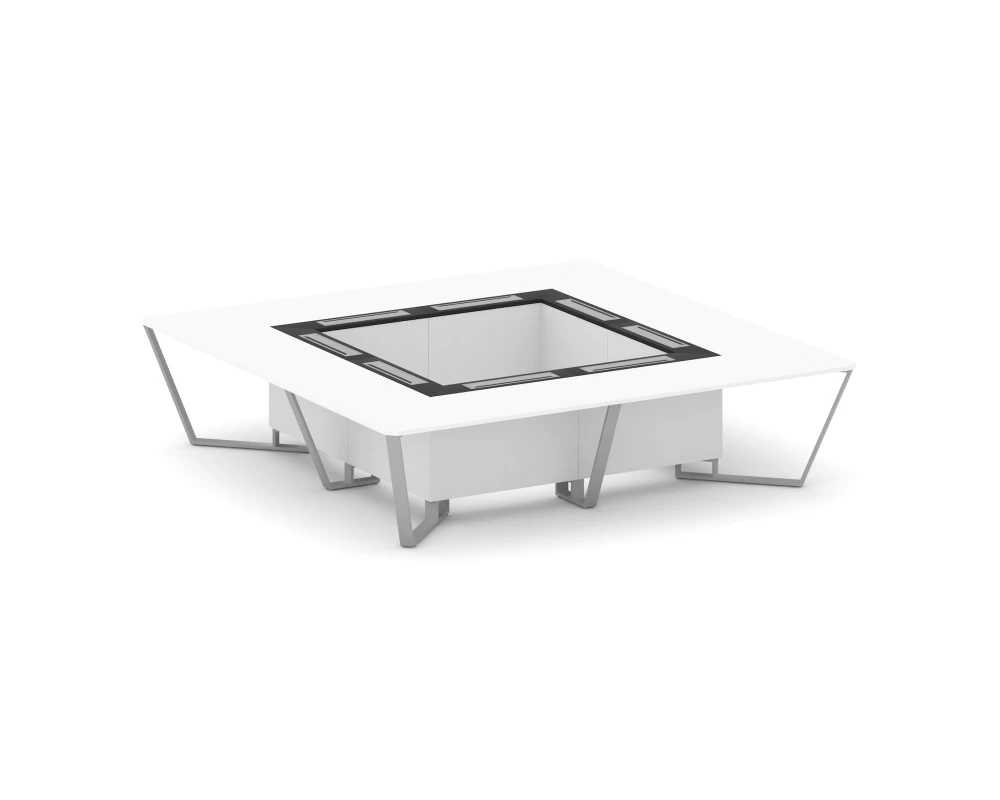 Стол переговорный квадратный ЛДСП/краш. металл/МДФ 3200x3200x750 Стил Мит / Steel Meet