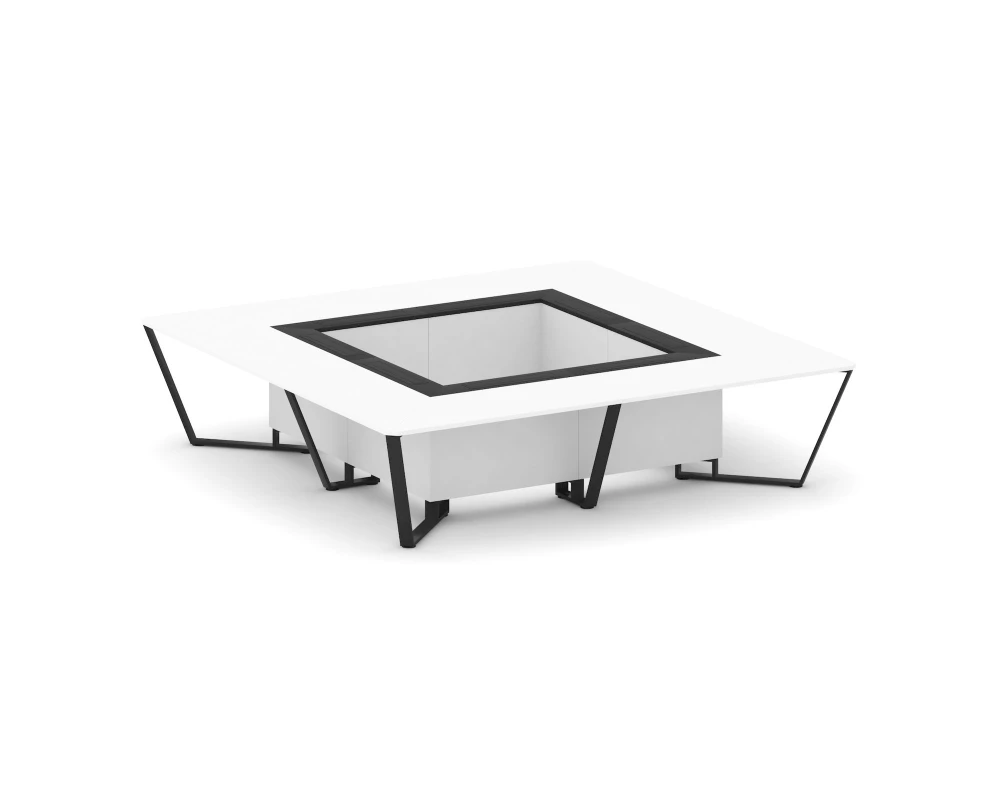 Стол переговорный квадратный ЛДСП/краш. металл/МДФ 3200x3200x750 Стил Мит / Steel Meet