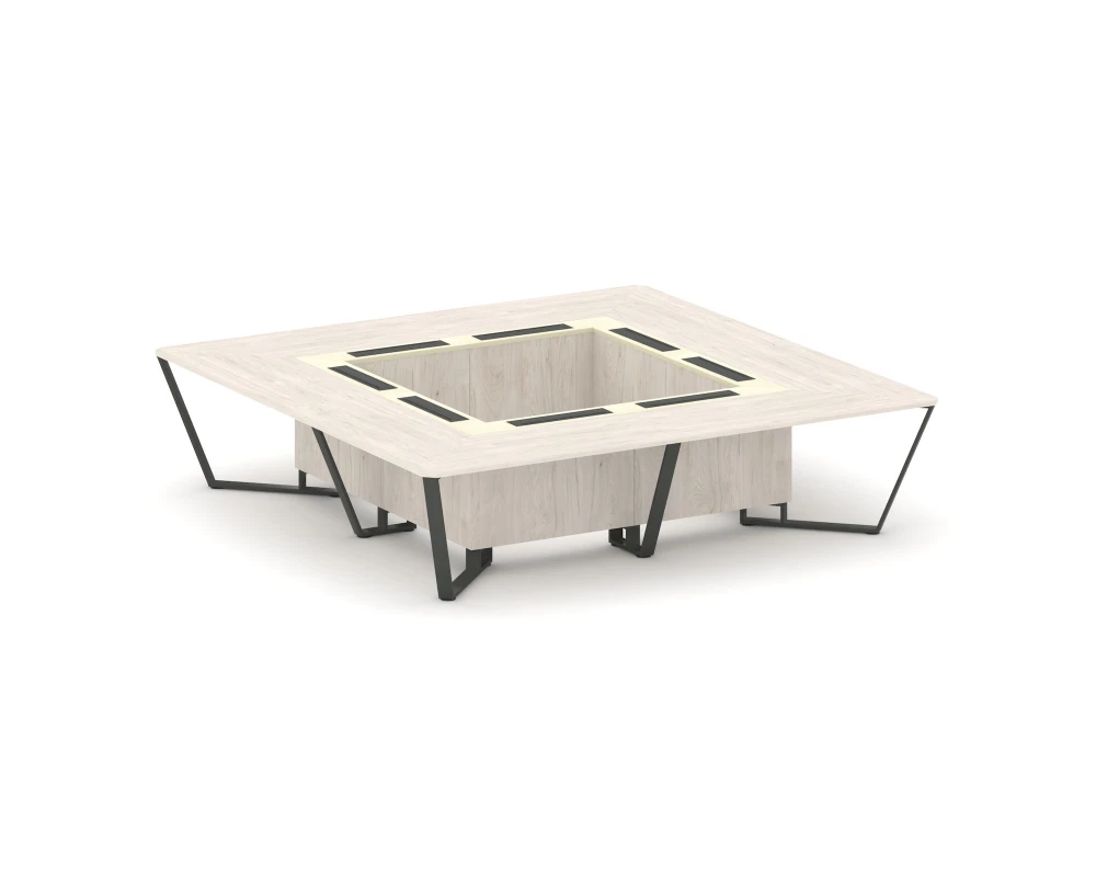 Стол переговорный квадратный ЛДСП/краш. металл/МДФ 3200x3200x750 Стил Мит / Steel Meet