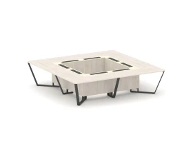 Стол переговорный квадратный ЛДСП/краш. металл/МДФ 3200x3200x750 Стил Мит / Steel Meet images