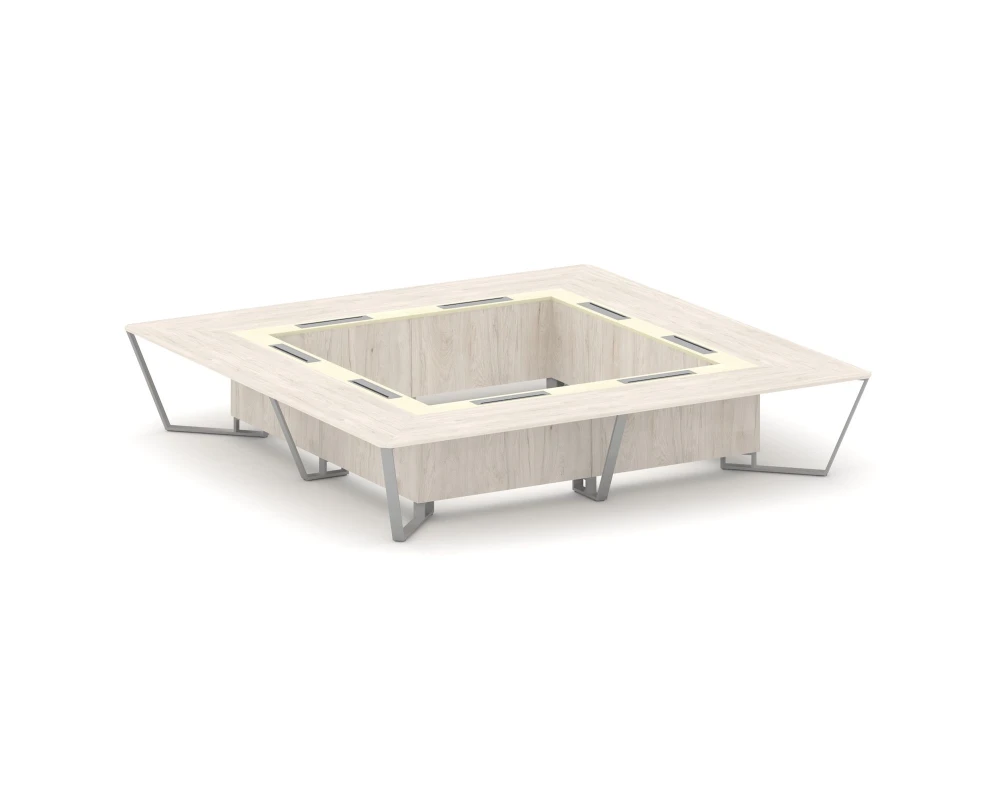 Стол переговорный квадратный ЛДСП/краш. металл/МДФ 4000x4000x750 Стил Мит / Steel Meet