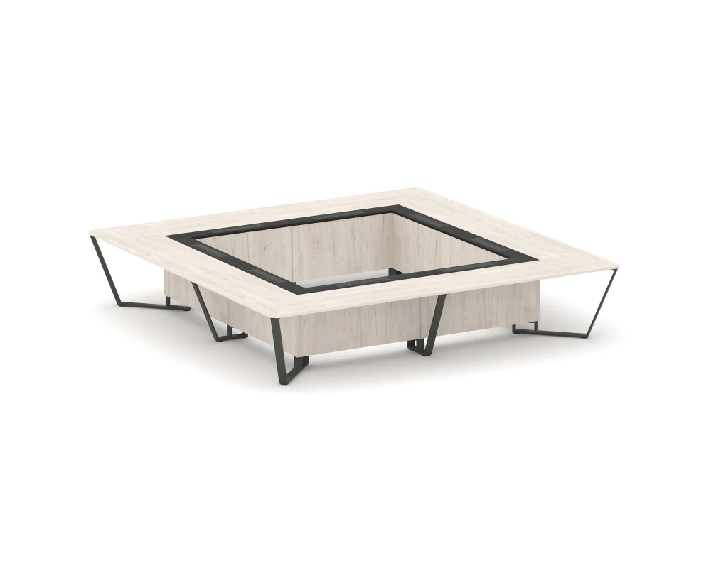 Стол переговорный квадратный ЛДСП/краш. металл/МДФ 4000x4000x750 Стил Мит / Steel Meet