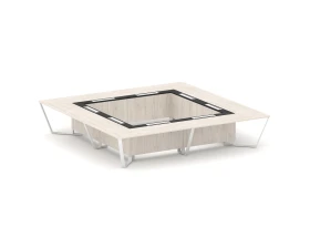 Стол переговорный квадратный ЛДСП/краш. металл/МДФ 4000x4000x750 Стил Мит / Steel Meet images