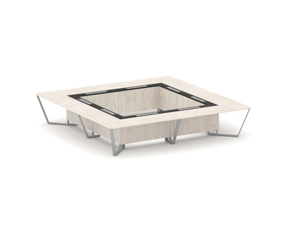 Стол переговорный квадратный ЛДСП/краш. металл/МДФ 4000x4000x750 Стил Мит / Steel Meet