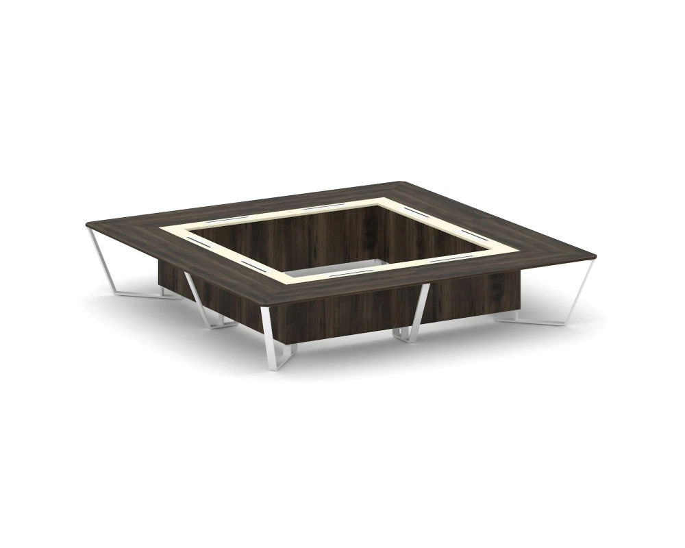 Стол переговорный квадратный ЛДСП/краш. металл/МДФ 4000x4000x750 Стил Мит / Steel Meet