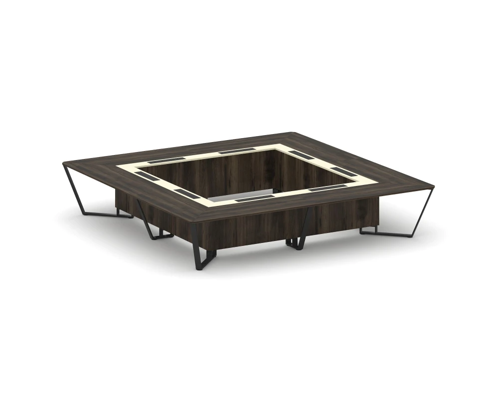 Стол переговорный квадратный ЛДСП/краш. металл/МДФ 4000x4000x750 Стил Мит / Steel Meet