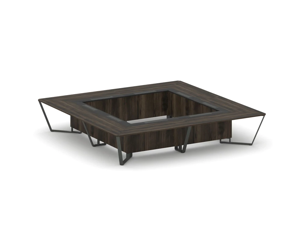 Стол переговорный квадратный ЛДСП/краш. металл/МДФ 4000x4000x750 Стил Мит / Steel Meet