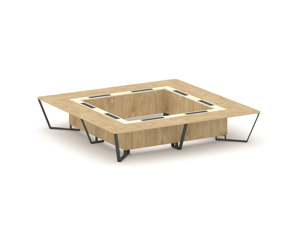 Стол переговорный квадратный ЛДСП/краш. металл/МДФ 4000x4000x750 Стил Мит / Steel Meet