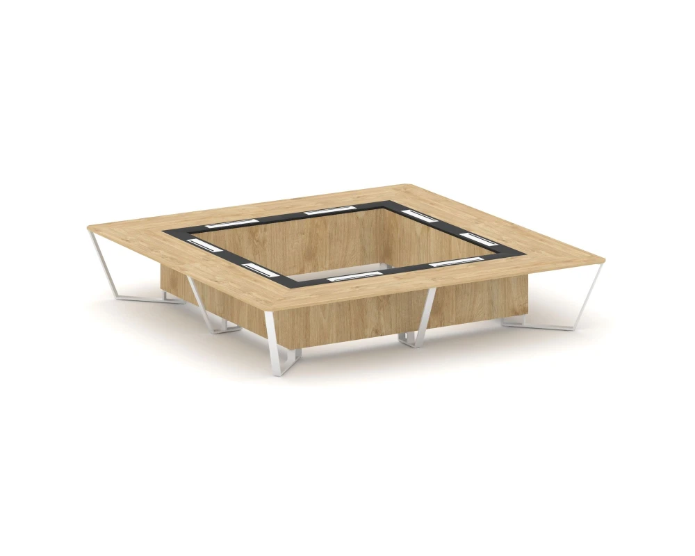 Стол переговорный квадратный ЛДСП/краш. металл/МДФ 4000x4000x750 Стил Мит / Steel Meet