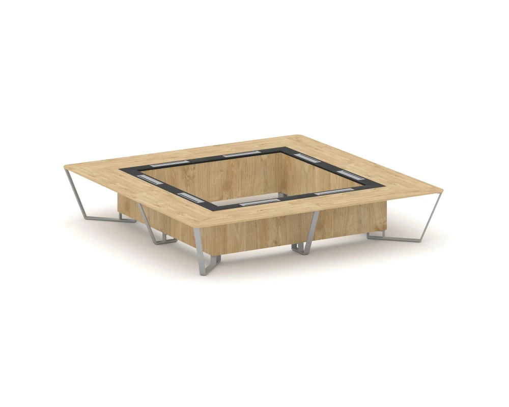 Стол переговорный квадратный ЛДСП/краш. металл/МДФ 4000x4000x750 Стил Мит / Steel Meet