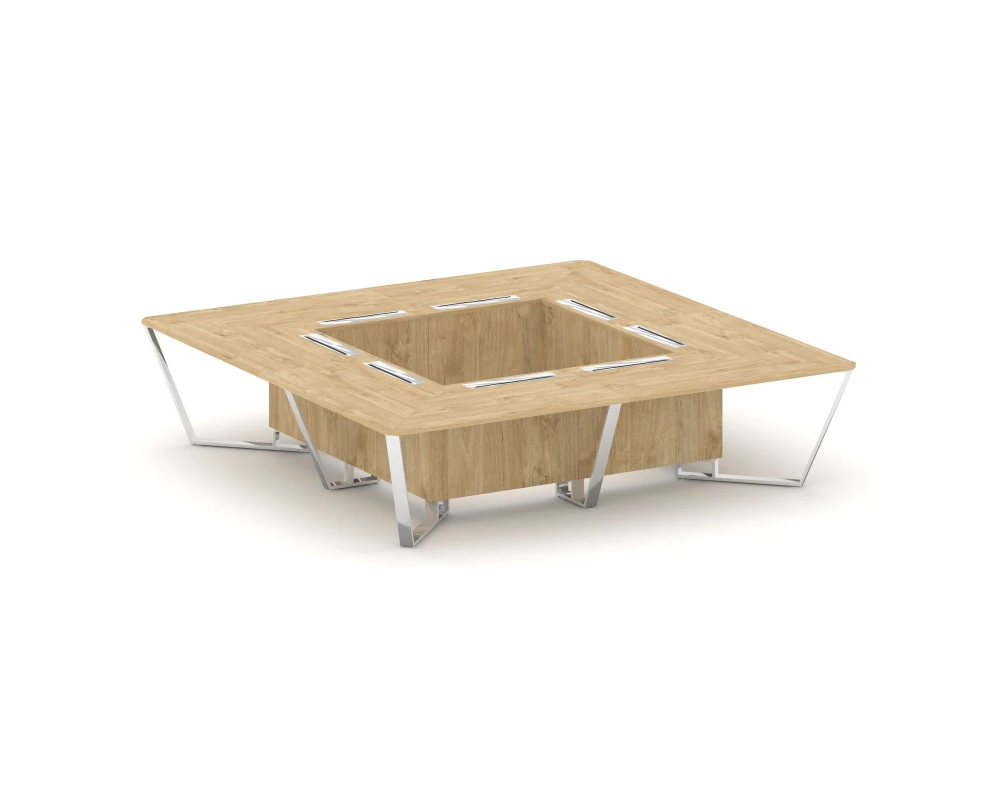 Стол переговорный квадратный ЛДСП/нерж. сталь 3200x3200x750 Стил Мит / Steel Meet