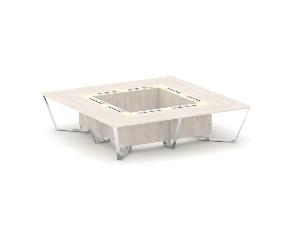 Стол переговорный квадратный ЛДСП/нерж. сталь/МДФ 3200x3200x750 Стил Мит / Steel Meet