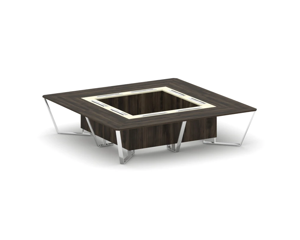 Стол переговорный квадратный ЛДСП/нерж. сталь/МДФ 3200x3200x750 Стил Мит / Steel Meet