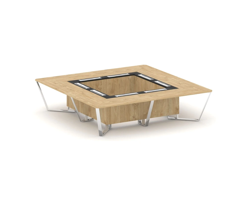 Стол переговорный квадратный ЛДСП/нерж. сталь/МДФ 3200x3200x750 Стил Мит / Steel Meet