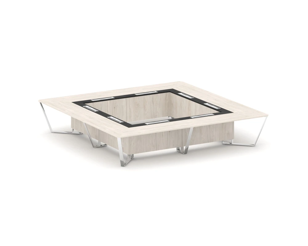 Стол переговорный квадратный ЛДСП/нерж. сталь/МДФ 4000x4000x750 Стил Мит / Steel Meet