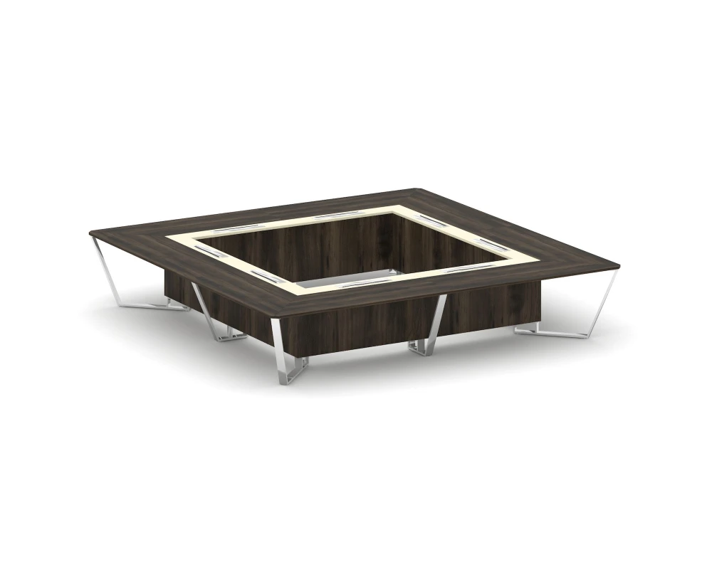 Стол переговорный квадратный ЛДСП/нерж. сталь/МДФ 4000x4000x750 Стил Мит / Steel Meet