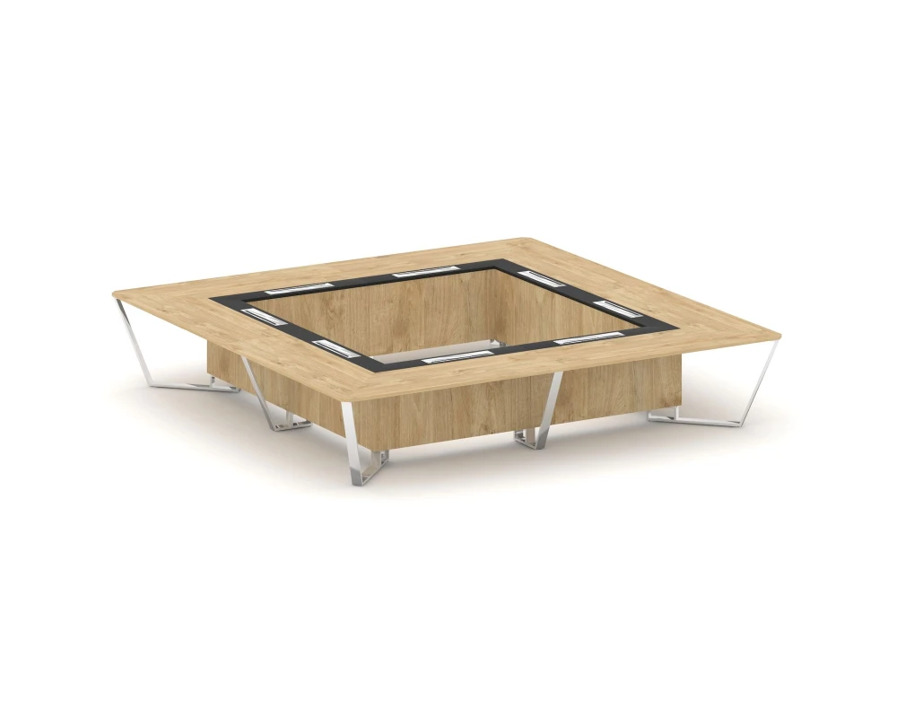 Стол переговорный квадратный ЛДСП/нерж. сталь/МДФ 4000x4000x750 Стил Мит / Steel Meet