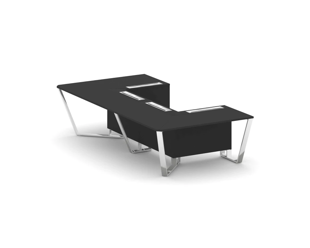 Стол переговорный П-образный Пластик Феникс/нерж. сталь 1600x3200x750 Стил Мит / Steel Meet