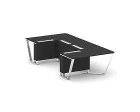 Стол переговорный П-образный Пластик Феникс/нерж. сталь 1600x3200x750 Стил Мит / Steel Meet images