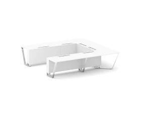 Стол переговорный П-образный Пластик Феникс/нерж. сталь 3200x3200x750 Стил Мит / Steel Meet images