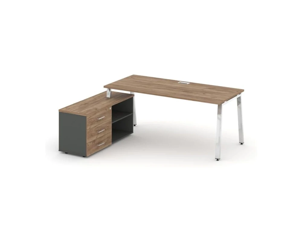 Стол письменный с греденцией левой на А-образном каркасе 1380x700x750 Стайл Проджект Директ Люкс / Style Project Direct Lux