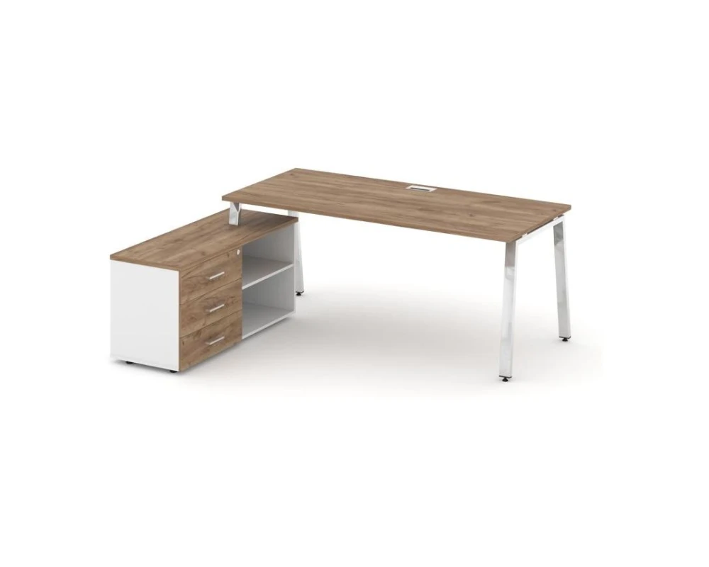 Стол письменный с греденцией левой на А-образном каркасе 1580x700x750 Стайл Проджект Директ Люкс / Style Project Direct Lux