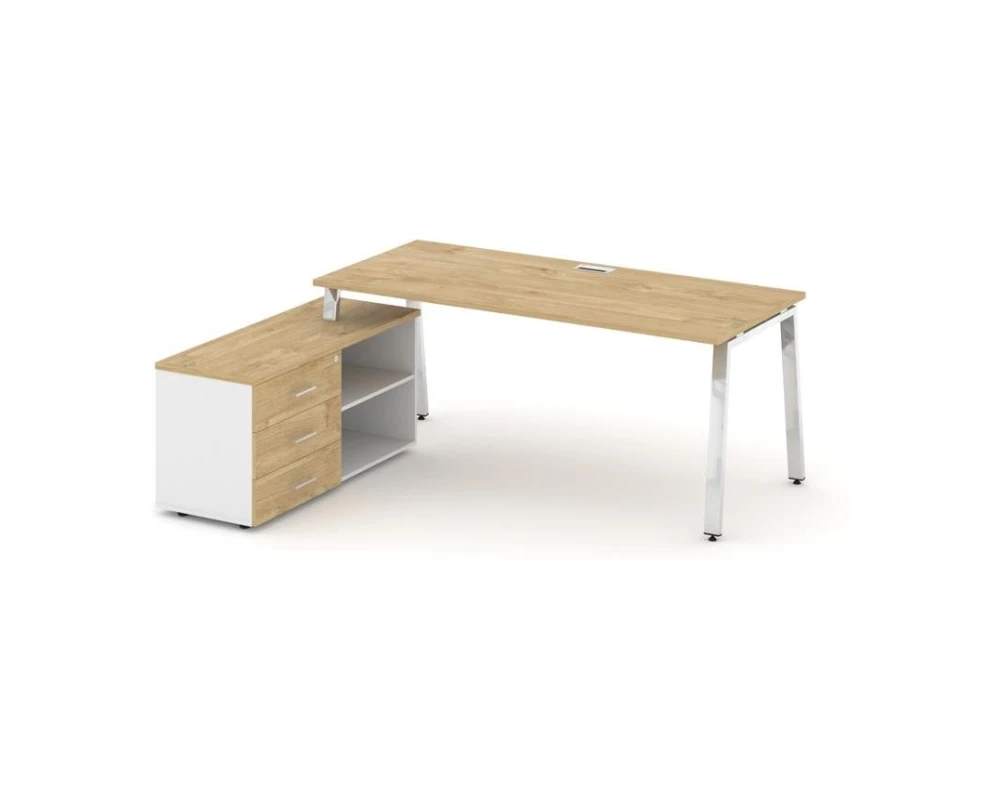 Стол письменный с греденцией левой на А-образном каркасе 1580x700x750 Стайл Проджект Директ Люкс / Style Project Direct Lux